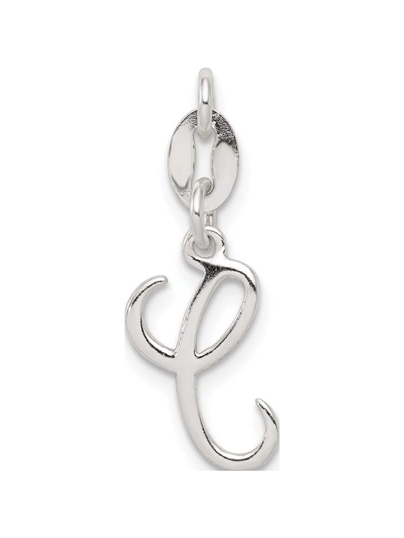 Sterling Silver Letter C Initial Charm, 17 x 8 mm (Chain Not Included)