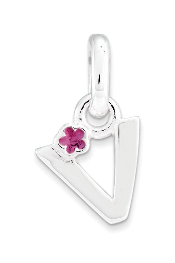 Sterling Silver Letter V with Enamel Pendant