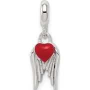 Jewelry by Sweet Pea Sterling Silver Red Enameled Heart w/ Wings Enhancer