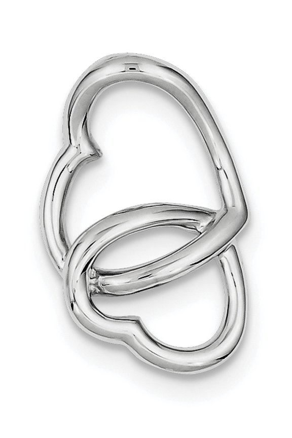 Sterling Silver Rhodium-plated Double Heart Slide Chain Slide