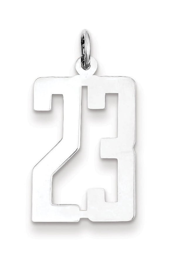 Sterling Silver/Rhodium-plated Elongated Number 23 Charm