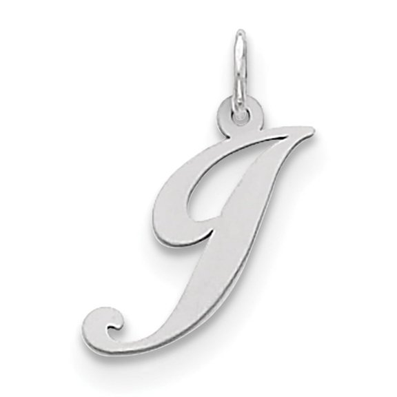 Jewelry by Sweet Pea Sterling Silver Rhodium-plated Fancy Script Letter J Initial Charm