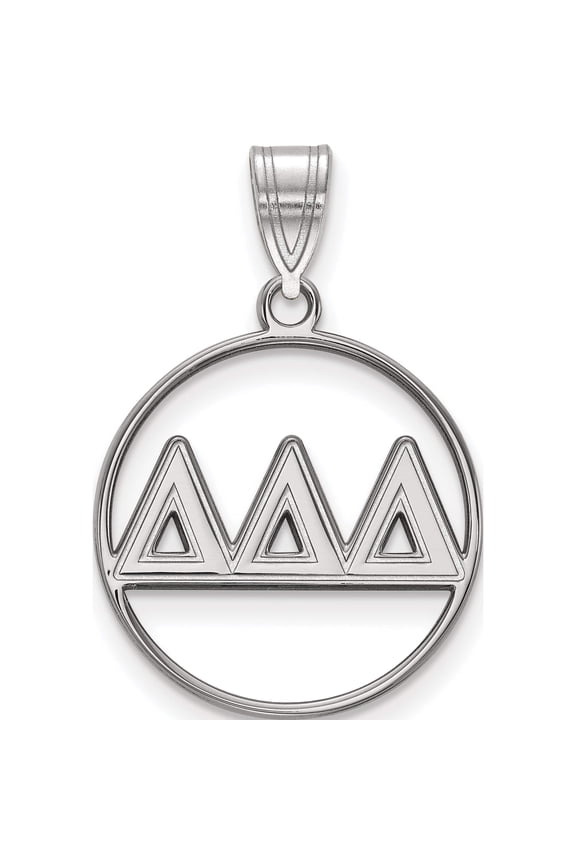 Sterling Silver Rhodium-plated LogoArt Delta Delta Delta Sorority Greek Letters Medium Circle Pendant