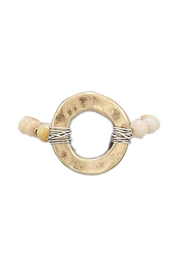 Jewelry by TSC Golden Stella Beaded Hammered Ring Bracelet-Natural