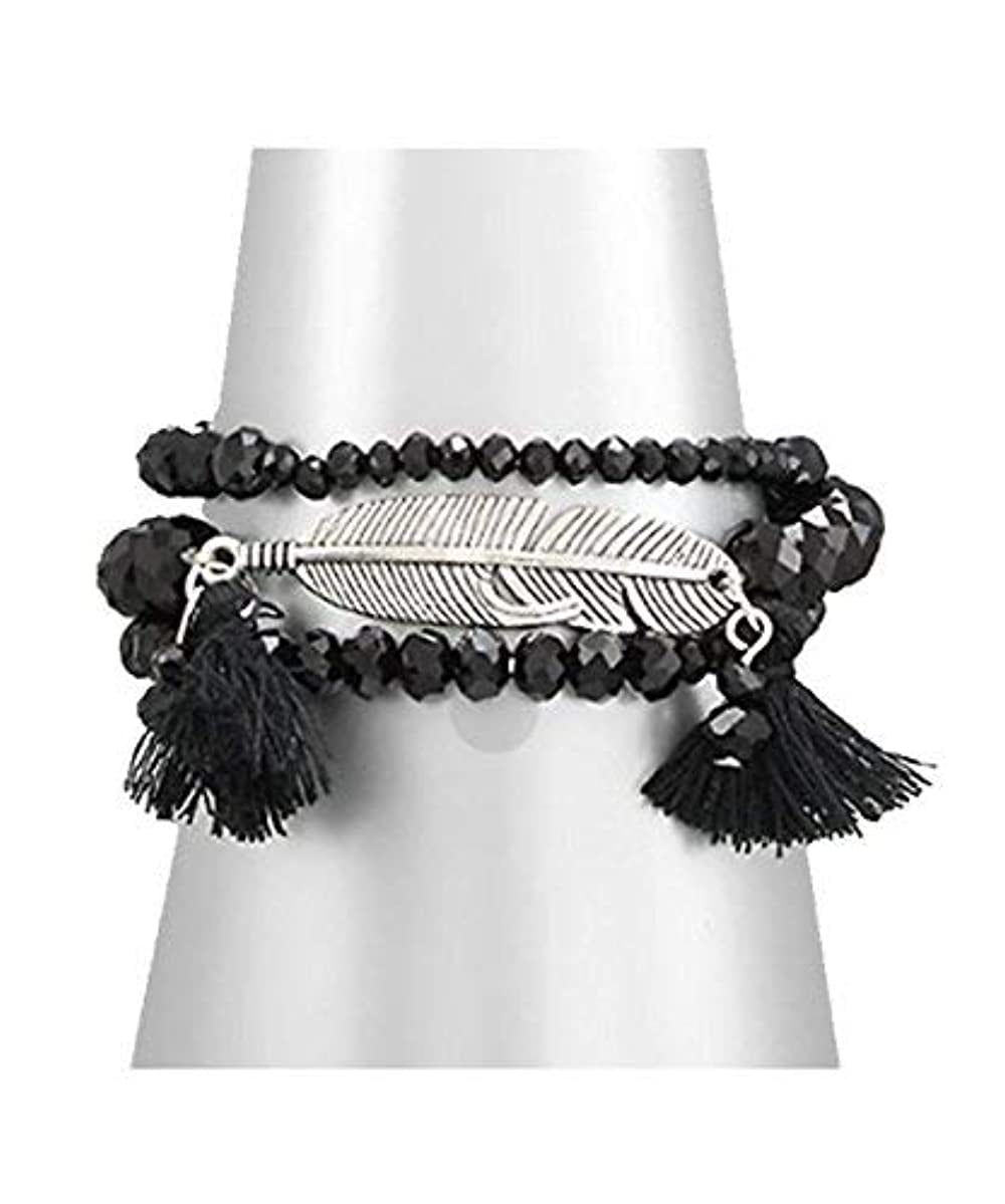 Jewelry by TSC Golden Stella Beaded Wrap Bracelet-Black