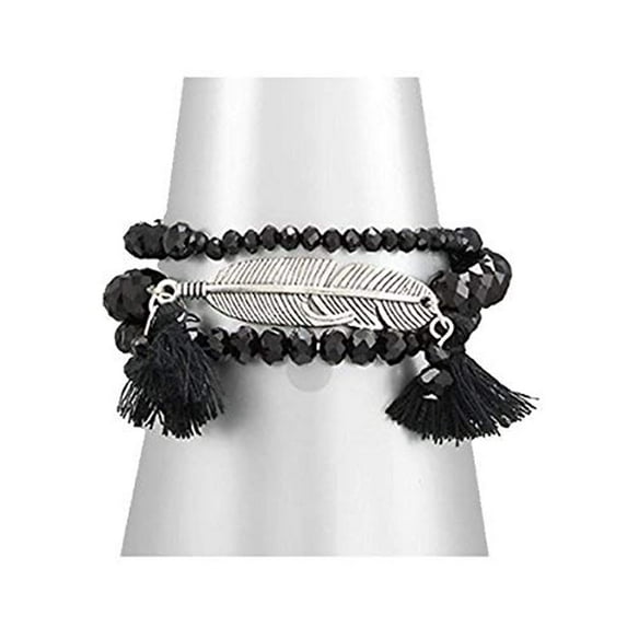Jewelry by TSC Golden Stella Beaded Wrap Bracelet-Black