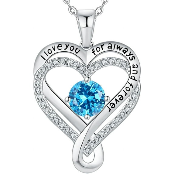 Jewelry forWomen Wife Infinity Heart Birthstone I Love You Necklace for Women S925 Sterling Silver Wedding Anniversary Birthday Gifts for Wife Girlfriend Women's jewelry Diamond Pendant NecklacesGift