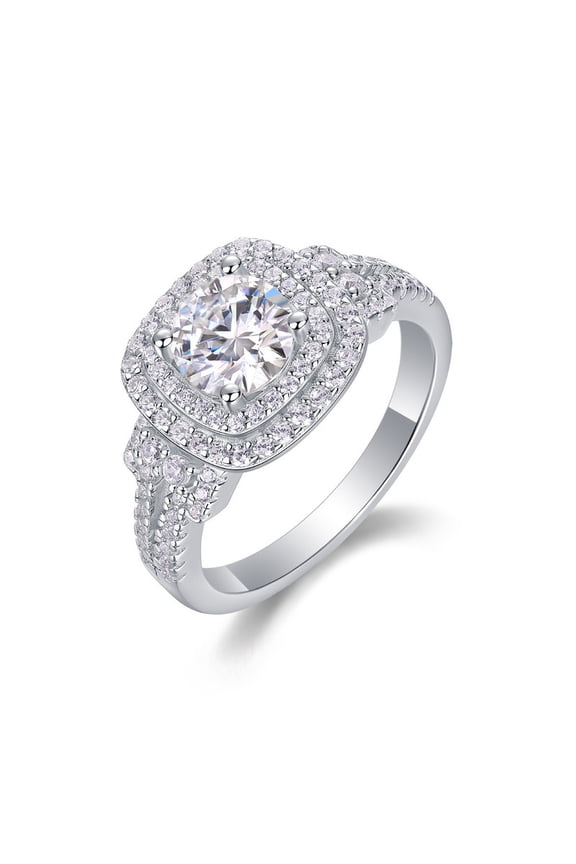 Jewelry moissanite wedding ring engagement ring set, 925 sterling silver round artificial sapphire white bridal set, promised travel style, sizes 5-9
