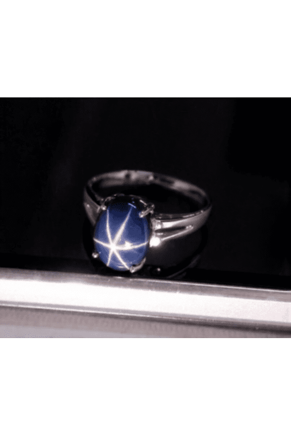 925 Sterling Silver Blue Sapphire Star Ring Elegant Blue Star Gemstone Ring Handmade Traditional Jewelry for Gift Silver 5