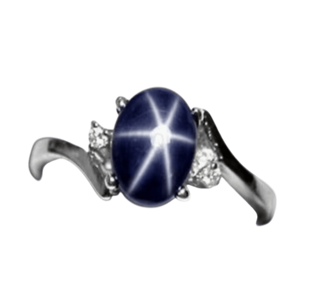 JewelryLoversZone 925 Sterling Silver Blue Star Sapphire Gemstone Ring 6-Ray Gems Engagement Ring Handmade Jewelry Gift for Women Rose Gold 8.5