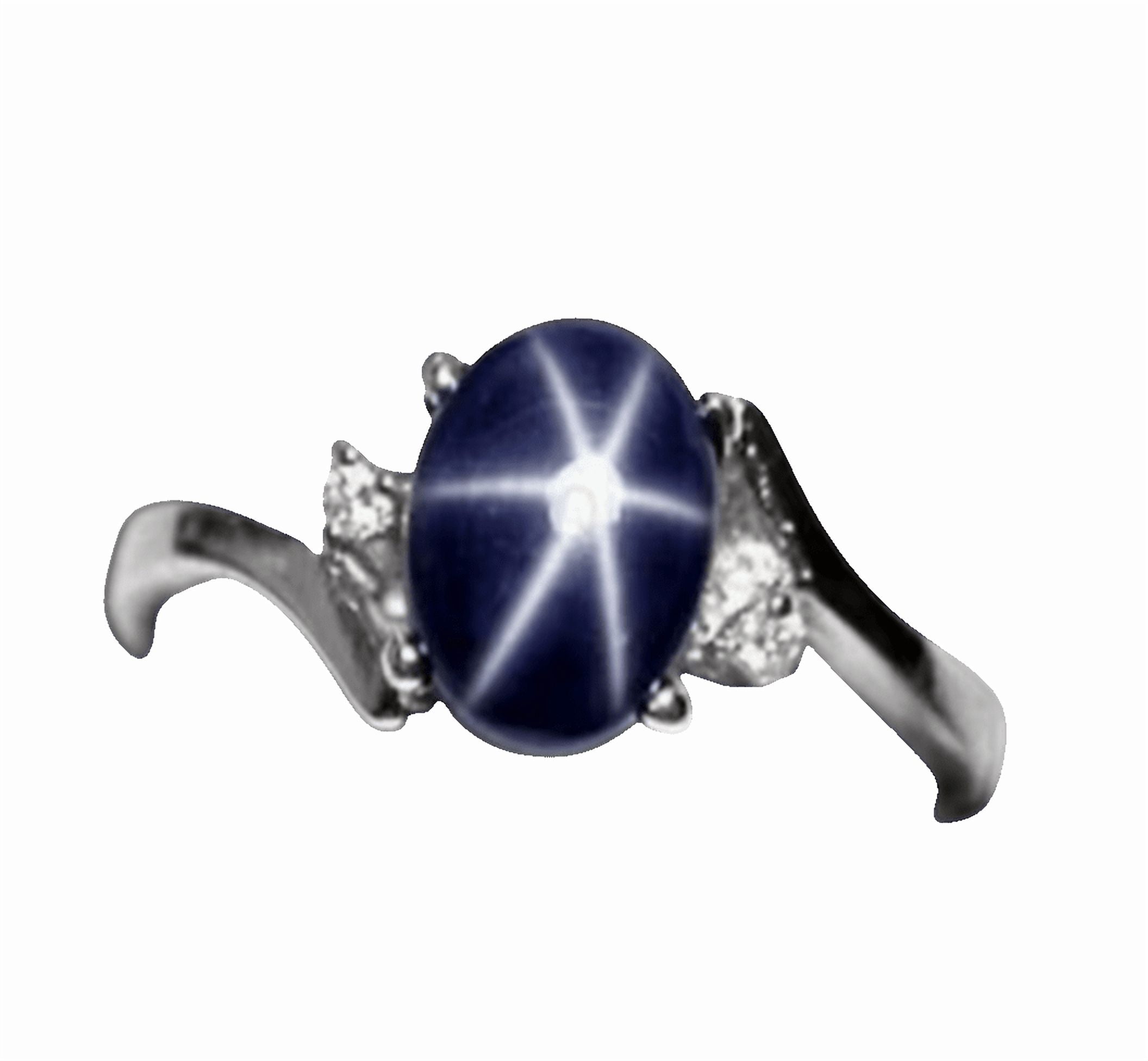 JewelryLoversZone 925 Sterling Silver Blue Star Sapphire Gemstone Ring 6-Ray Gems Engagement Ring Handmade Jewelry Gift for Women Silver 3