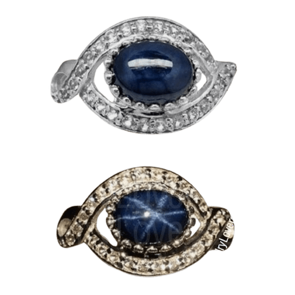 JewelryLoversZone 925 Sterling Silver Blue Star Sapphire Jewelry Classic Statement Ring Perfect for Engagement, Special Occasion Silver 3