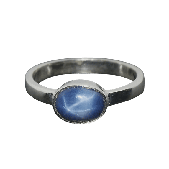 JewelryLoversZone 925 Sterling Silver Blue Star Sapphire Ring for Women Elegant and Timeless Handmade Jewelry for Everyday Wear Black Vermeil 5.5