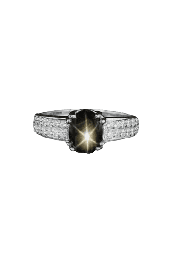 Black Star Sapphire Ring for Women 925 Sterling Silver Elegant Black Star Design Handmade jewelry Gift for Her Black Vermeil 6