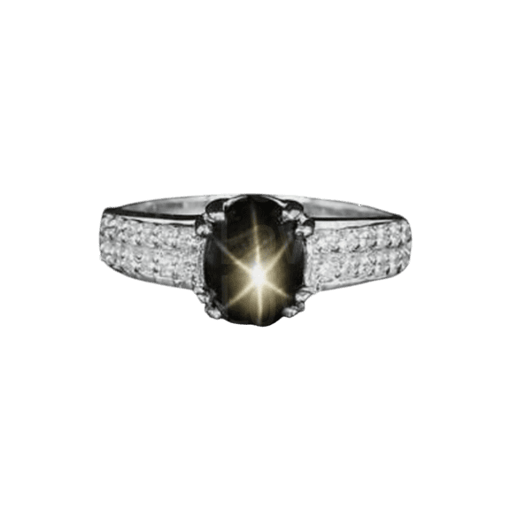 JewelryLoversZone Black Star Sapphire Ring for Women 925 Sterling Silver Elegant Black Star Design Handmade jewelry Gift for Her Silver 3