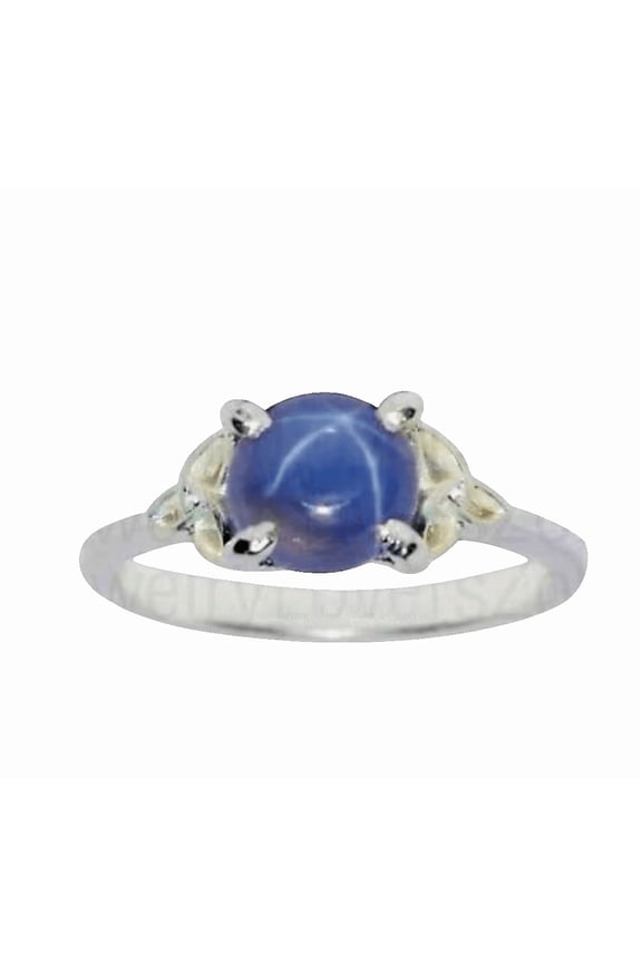 Blue Star Sapphire Ring Engagement, Promise Ring Timeless Silver Gift for Her, Birthstone, Anniversary Jewelry Gold 7
