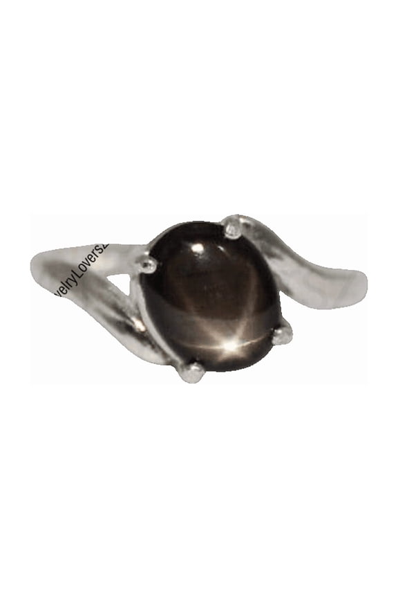 Handmade Black Star Sapphire Ring for Women 925 Sterling Silver Black Star Artisan-Crafted Jewelry Gift for Her Silver 8