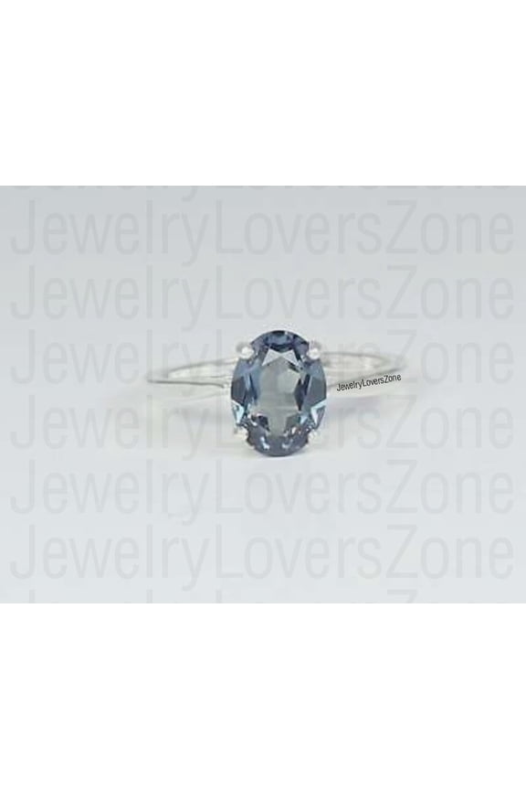 Lab Alexandrite Oval Cut Color Changing Ring for Women, 925 Sterling Silver, June Birthstone Engagement Ring Silver 10