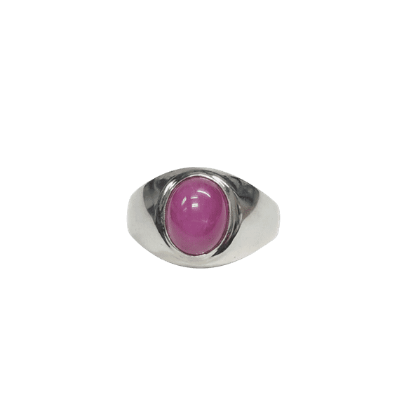 JewelryLoversZone Men's Pink Star Sapphire Ring 6-Ray Sapphire Birthstone Ring 925 Sterling Silver, Handmade Engagement Jewelry Silver 3
