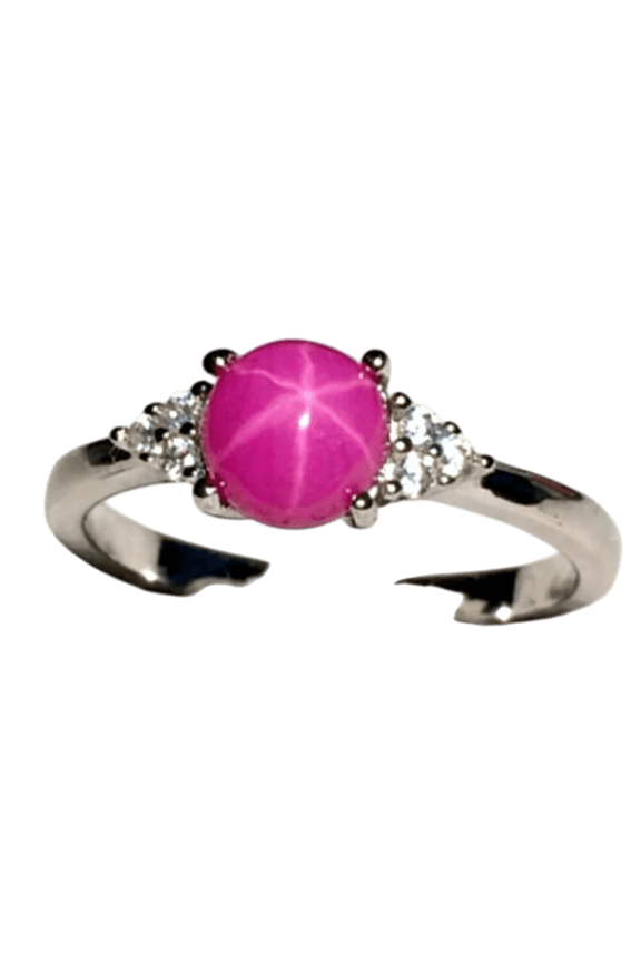 Pink Star Sapphire Ring for Women 925 Sterling Silver Promise Ring Wedding & Anniversary Band Handmade Jewelry Silver 8