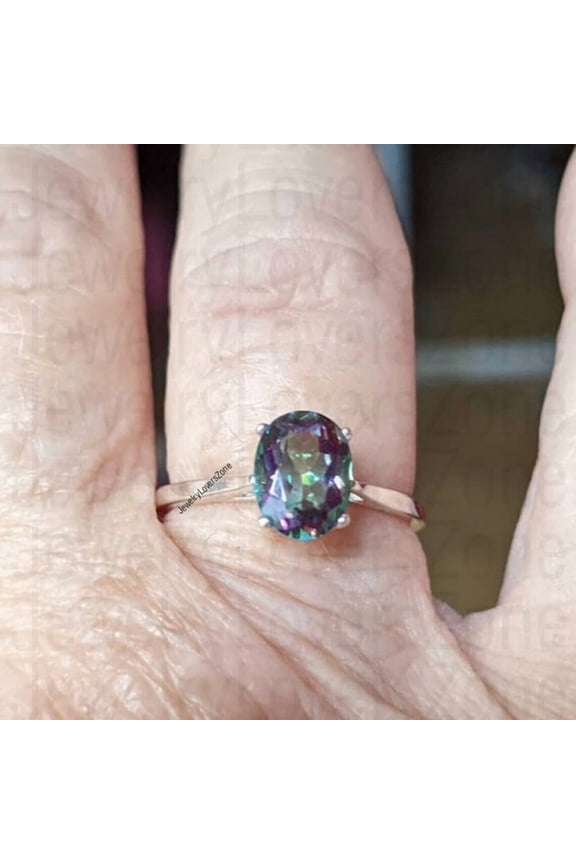 Rose Gold Vermeil Alexandrite Ring Color-Changing June Birthstone Engagement Ring Handmade Jewelry Gift for Her Silver 8