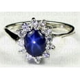 thumbnail image 1 of JewelryLoversZone Star Sapphire Ring 925 Sterling Silver Blue Gemstone Anniversary Ring Stunning Star Design Jewelry Gift for Her Gold 10, 1 of 4