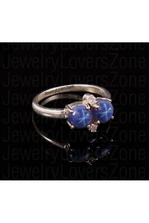 Star Sapphire Ring – 925 Sterling Silver Star Design Gemstone Handmad Gems Women's Jewelry Piece for Any Occasion Rose Gold 4.5