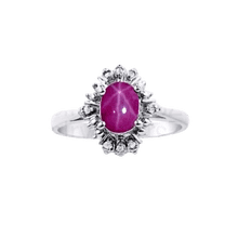 JewelryLoversZone Vintage Pink Star Ruby Ring 6-Ray Ruby Star Design 925 Sterling Silver Ring Handmade Jewelry Gift for Women Silver 3
