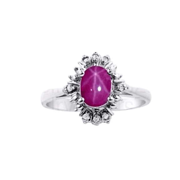 JewelryLoversZone Vintage Pink Star Ruby Ring 6-Ray Ruby Star Design 925 Sterling Silver Ring Handmade Jewelry Gift for Women Silver 3
