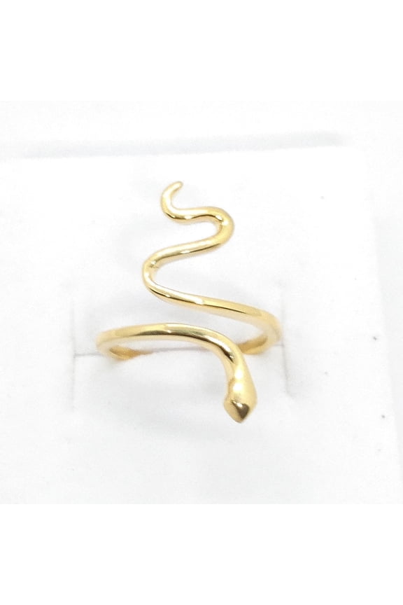 Adjustable Snake Ring Yellow Gold-Plated 925 Sterling Silver Rings
