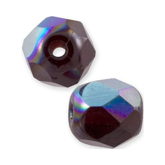 JewelrySupply Czech Fire Polished Glass Round Beads 4mm Garnet AB (Package of 10)