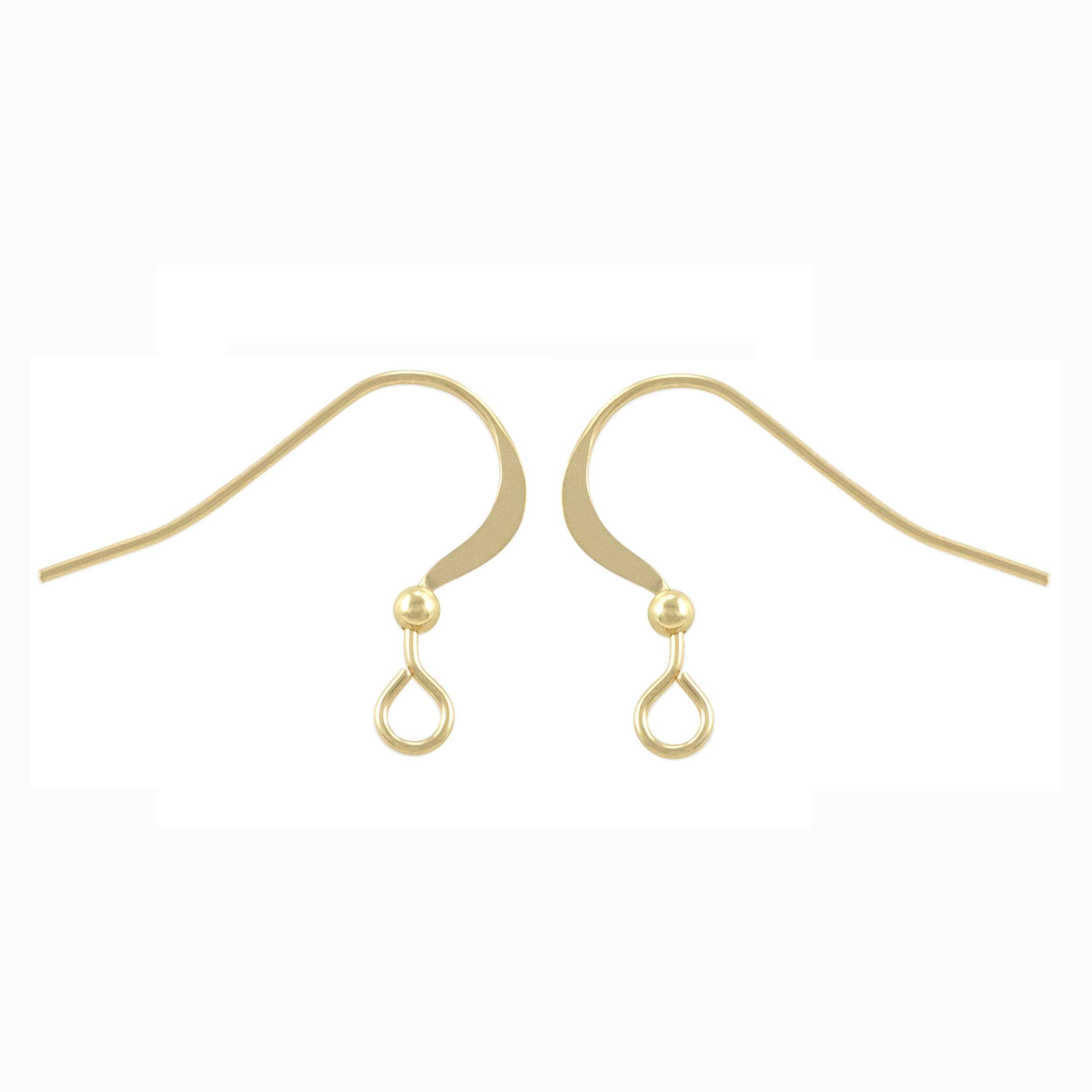 JewelrySupply Gold Filled Flat Fish Hook Earring Wires with2mm Bead (1 Pair  of Gold Filled Earrings) - Walmart.com