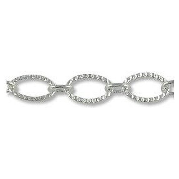 JewelrySupply Oval Rope Link Chain 6mm Silver Plated (Foot)