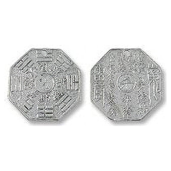 JewelrySupply Pendant | Feng Shui Ba Gua 29x29mm Pewter Antique Silver Plated
