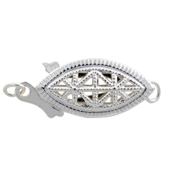 JewelrySupply Sterling Silver Filigree Pearl Necklace Clasp (19x8mm) Sterling Silver with .925 STAMP