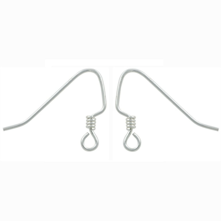 JewelrySupply Sterling Silver Fish Hook Earring Wires with Coil (1 Pair of  Sterling Silver Earrings)