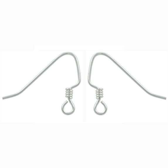 JewelrySupply Sterling Silver Fish Hook Earring Wires with Coil (1 Pair of Sterling Silver Earrings)