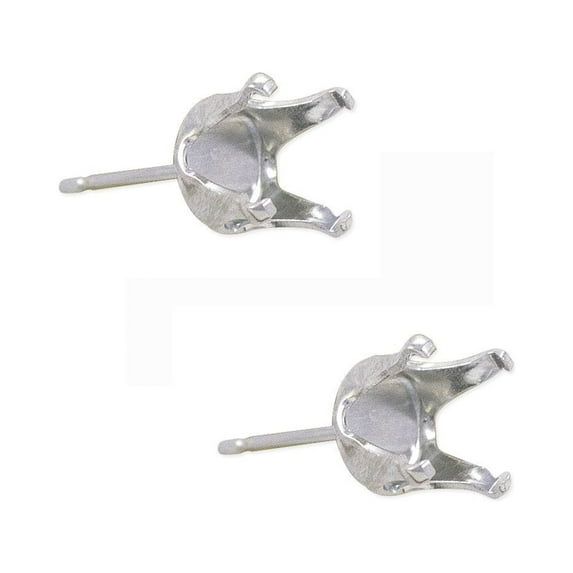 JewelrySupply Sterling Silver Snap & Set Earrings 4mm Round 4 Prong (1 Pair of Sterling Silver Earrings)