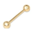 thumbnail image 1 of Solid 14k Yellow or White Gold 14G 5mm Ball Straight Barbell Internally Threaded Tongue Ring Body Piercing Ring for Wome, 1 of 2