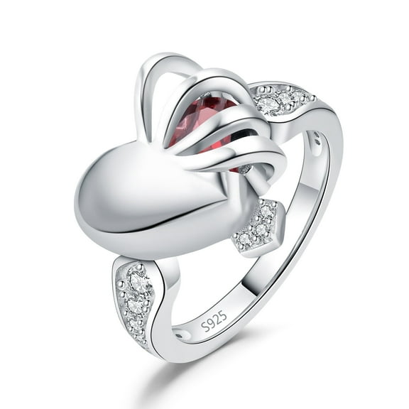 Jewelrypalace "Broken Heart" Gothic Rib Cage Heart Love 2ct Genuine Garnet Statement Ring 925 Sterling Silver