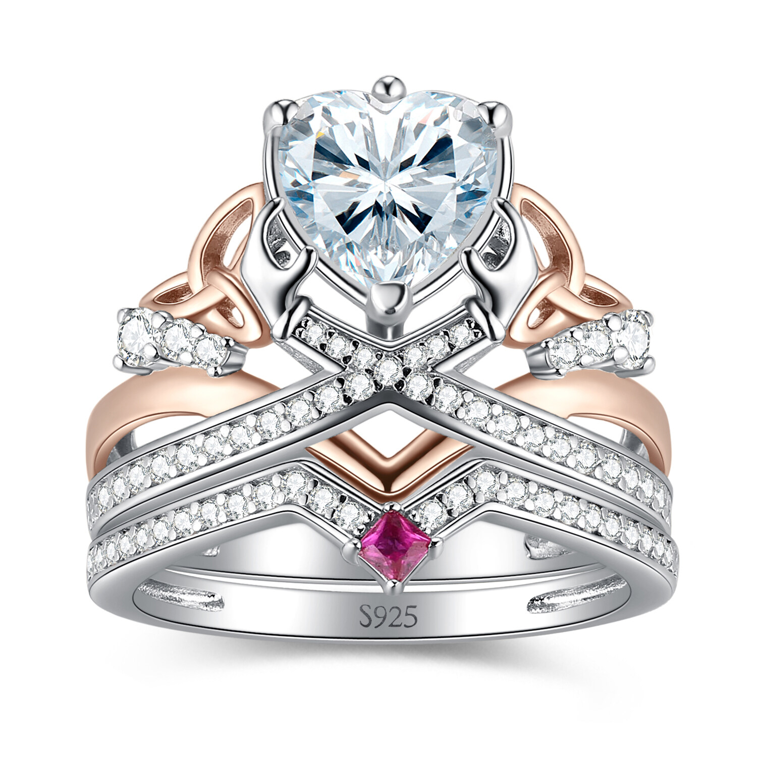 Palesa 0.6ct Heartcut Aquamarine Ice CZ Crossover Infinity Promise