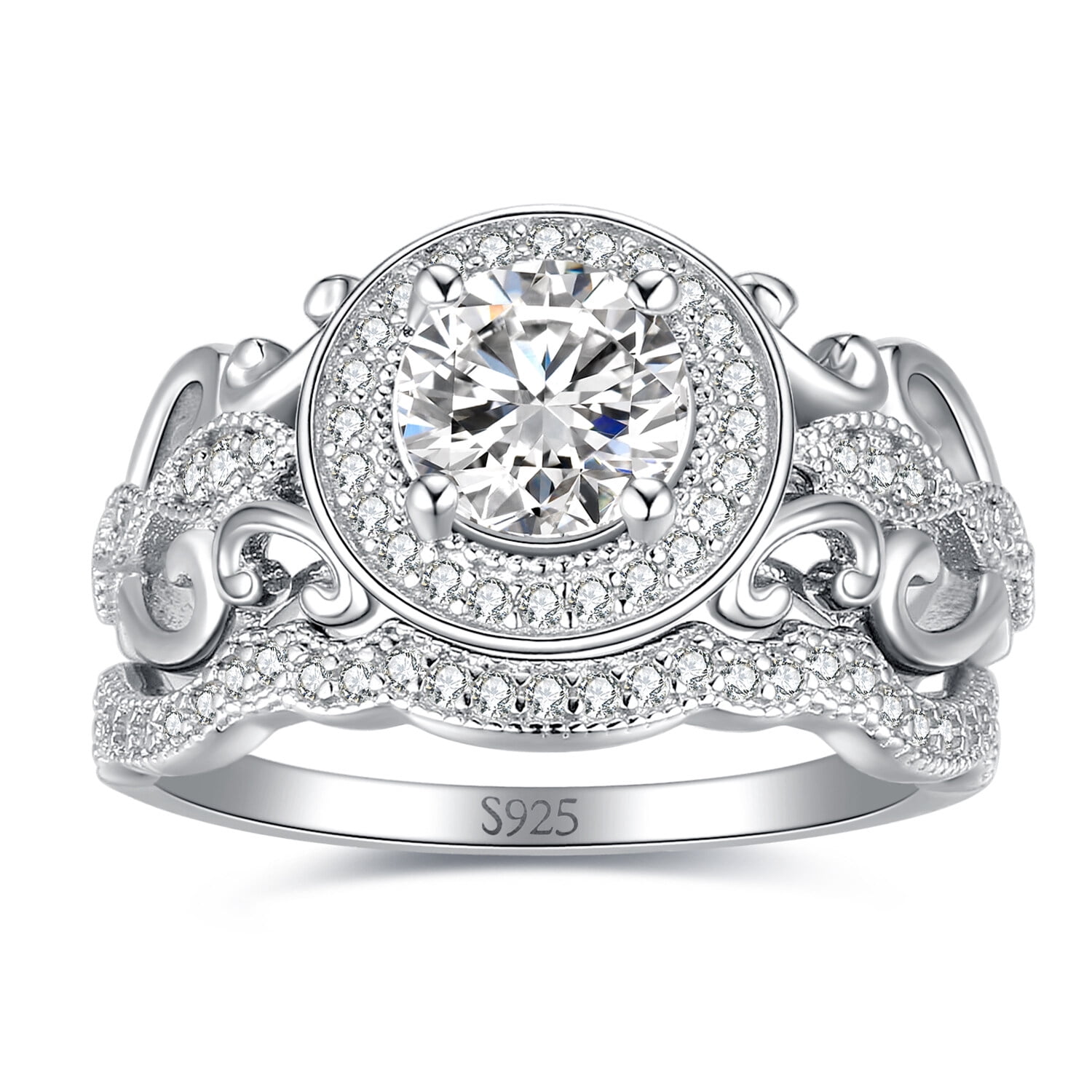 Jewelrypalace Class Princess Crown 3ct CZ Solitaire Engagement Rings