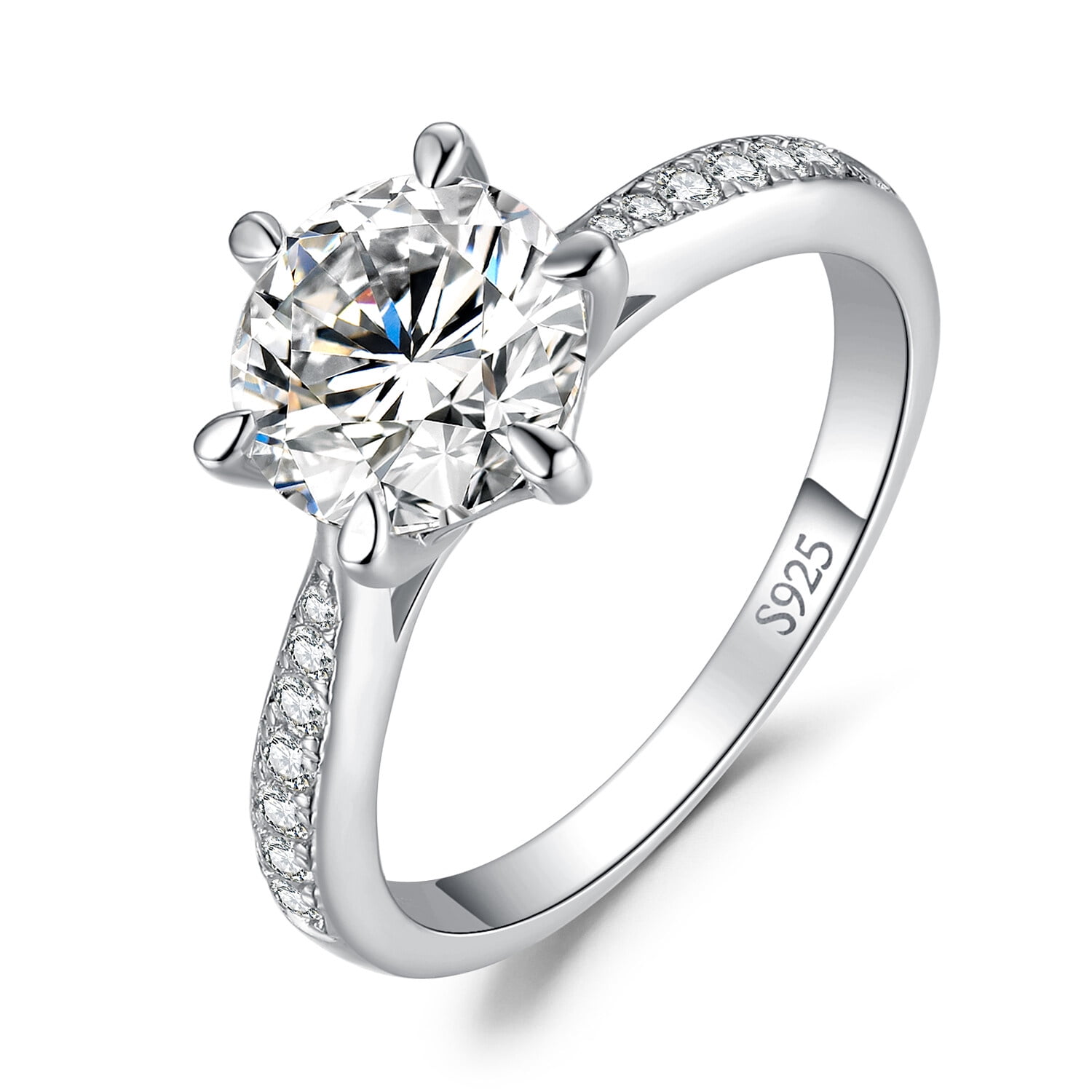 Jewelrypalace Classic 1ct 2ct 3ct Moissanite Solitaire Engagement Rings