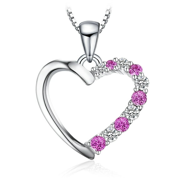 Jewelrypalace Created Pink Sapphire Pendant for Women, Heart Necklace for Her, 925 Stering Silver Gifts