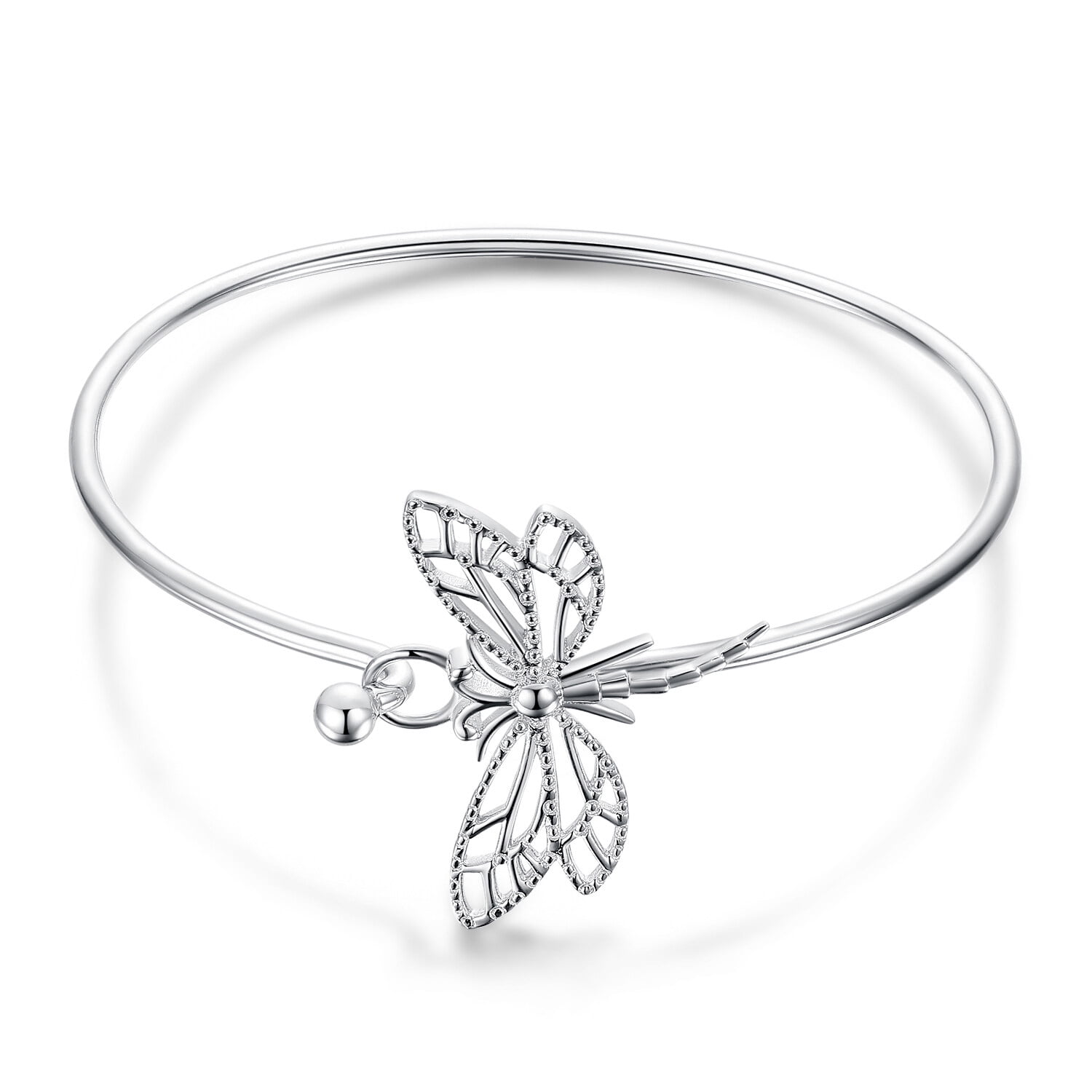 Jewelrypalace Dragonfly Bangle Bracelet, 925 Sterling Silver Hollow