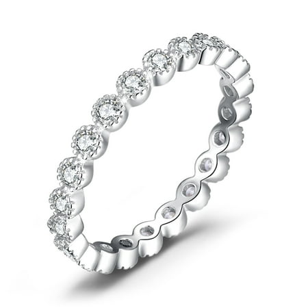 Jewelrypalace Fashion Classic Round Cubic Zirconia Wedding Eternity Band Rings 925 Sterling Silver Size 5