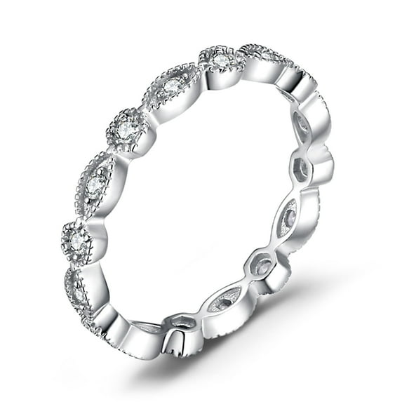Jewelrypalace Fashion Marquise Cubic Zirconia Wedding Eternity Band Rings 925 Sterling Silver Size 5H
