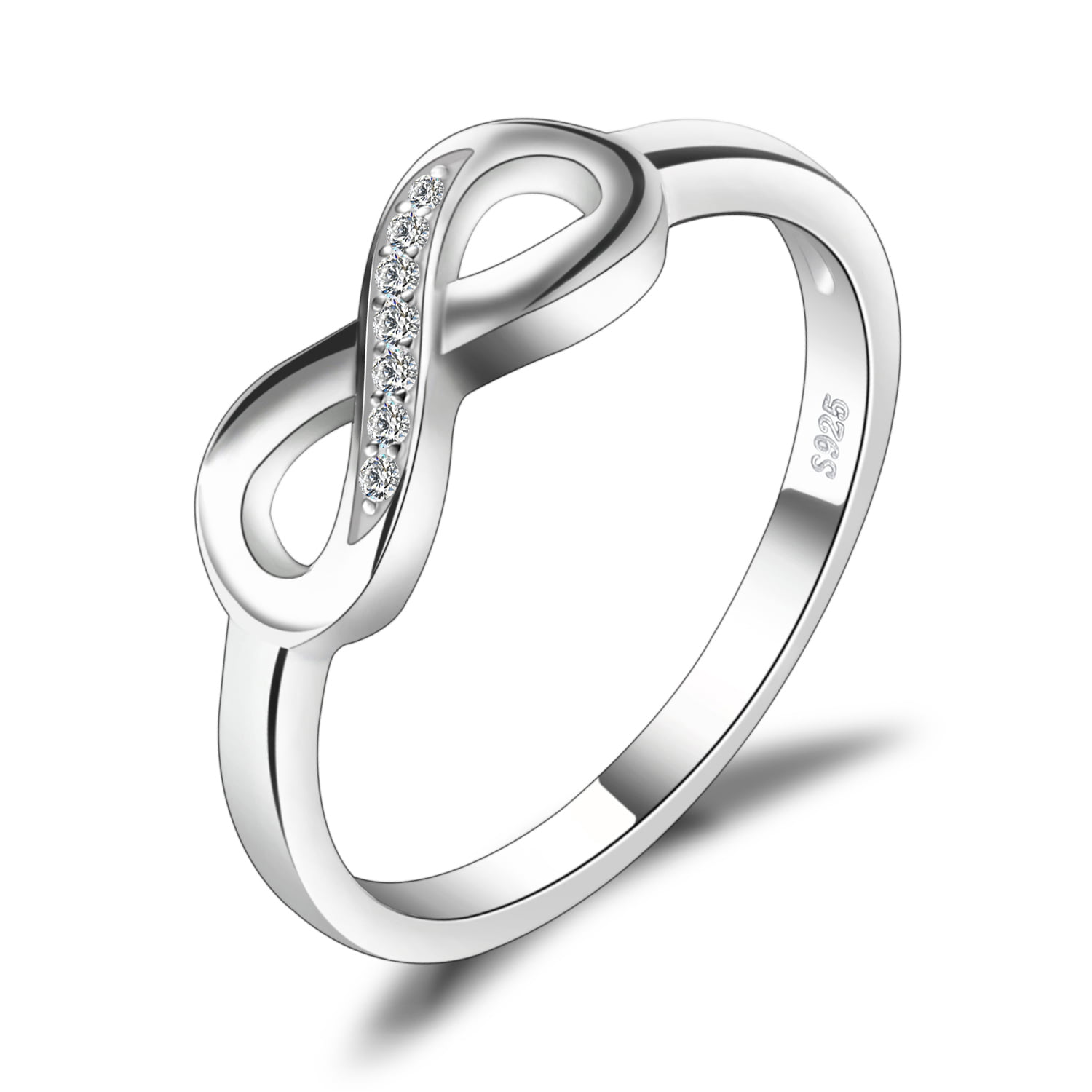 Infinity Forever Love White CZ Promise Ring .925 Sterling Silver Band
