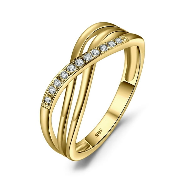 Jewelrypalace Infinity Knot Cubic Zirconia Anniversary Promise Wedding Band Ring for Women Gold Plated 925 Sterling Silver