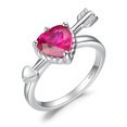 thumbnail image 1 of Jewelrypalace Love Heart Cupid Arrow 2.2ct Heart Cut Ruby Color Cubic Zirconia Cocktail Ring 925 Sterling Silver, 1 of 6